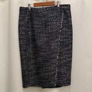 J.Crew Navy Tweed Pencil Skirt - 12T